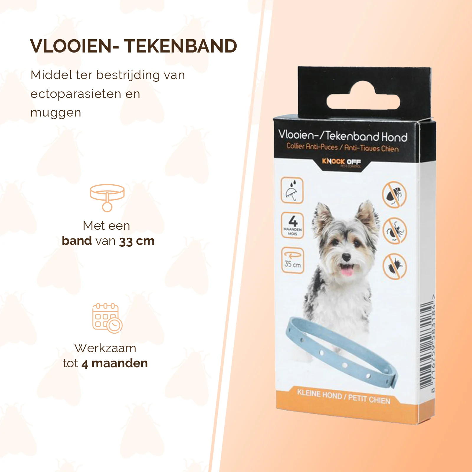 Collare antiparassitario per cani contro pulci e zecche, 33 cm, tedesco e inglese – Knock Pest - immagine 2