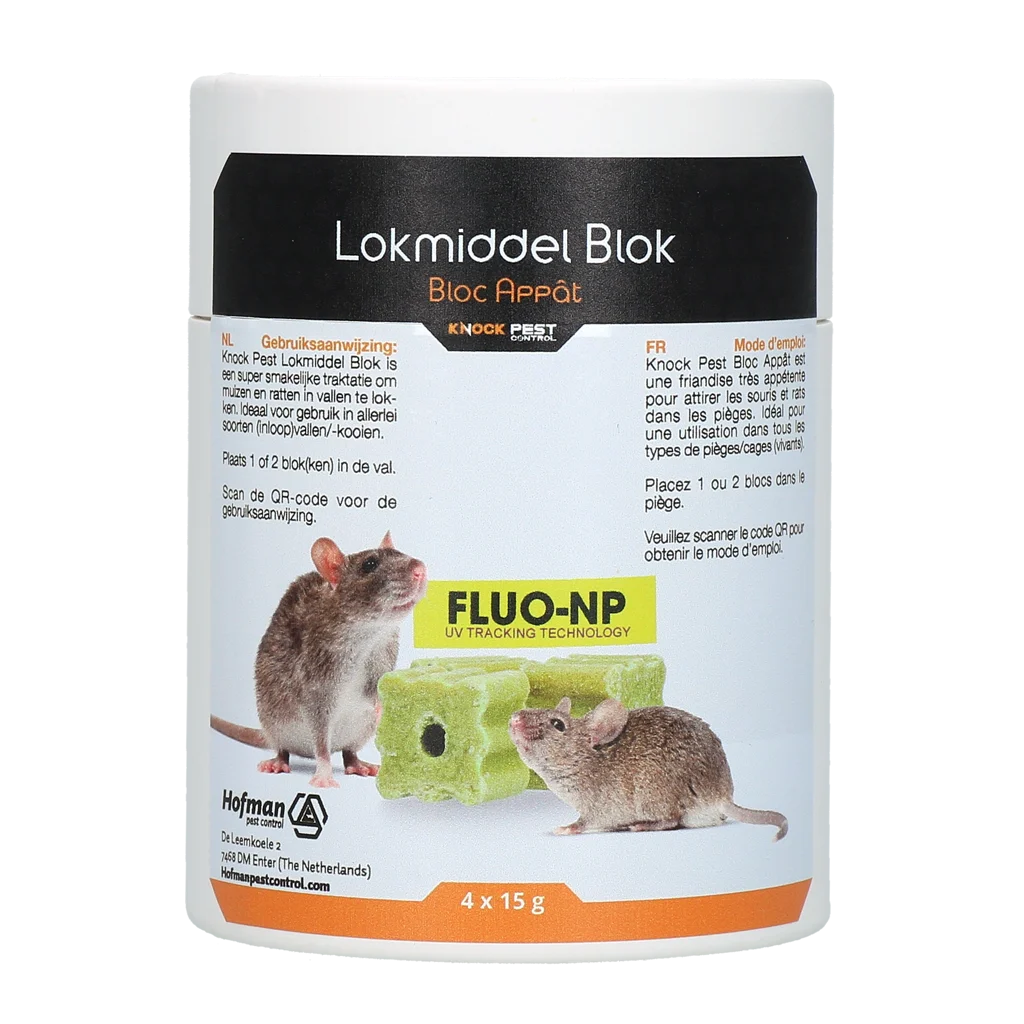 Blocchi esca per topi e ratti, 4 x 15 g – Knock Pest Blocco esca Fluo-NP - immagine 1