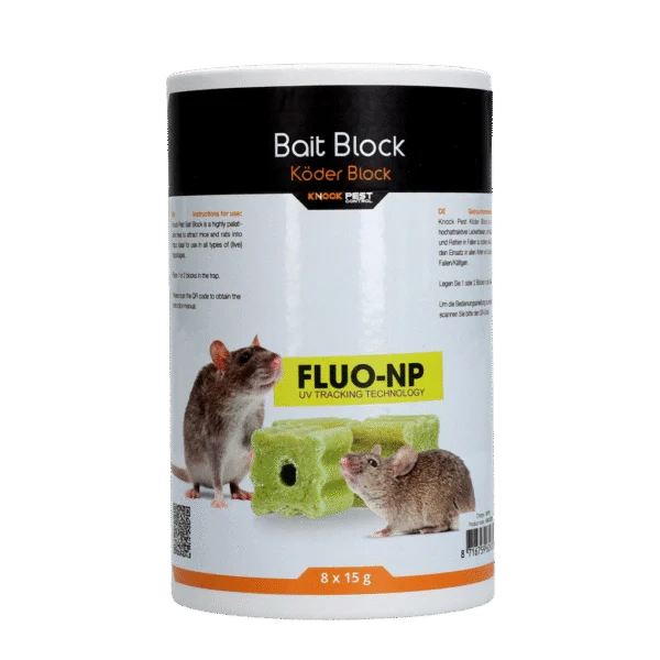 Blocchi esca per topi e ratti, 8 x 15 g – Knock Pest Lokmiddel Blok Fluo-NP