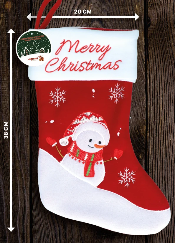 Calza di Natale per animali con laccetto, 20 x 38 cm – Hofman Animal Care Christmas Stocking Wooly Snowman - immagine 2