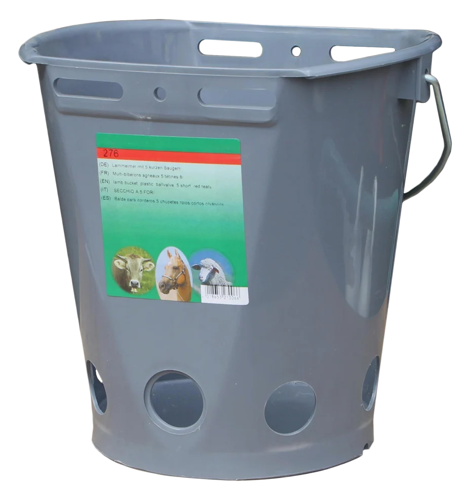 Secchio con tettarelle Lambar piatto su due lati con 5 fori per tettarelle, senza tettarelle, grigio, 8 l - immagine 1