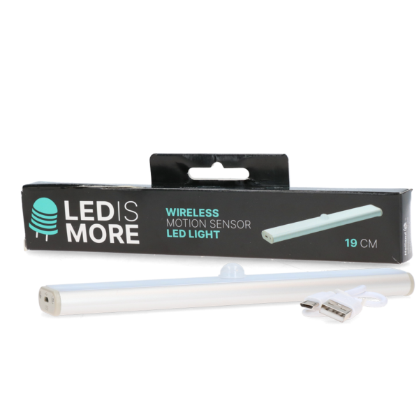 Lampada LED con sensore di movimento, ricaricabile via USB, 19 cm – Led is more