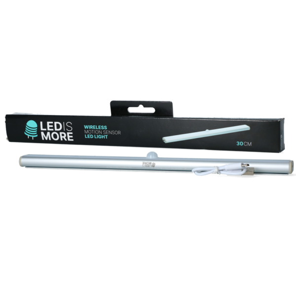 Lampada LED con sensore di movimento, ricaricabile tramite USB, 30 cm – Led is more
