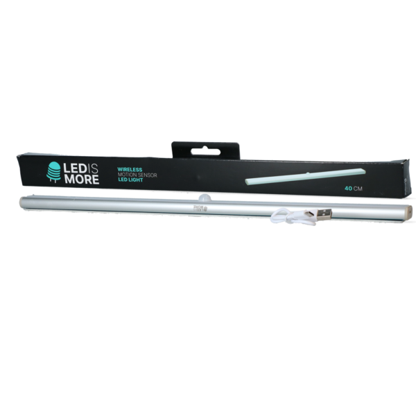 Lampada LED con sensore di movimento, ricaricabile via USB, 40 cm – Led is more