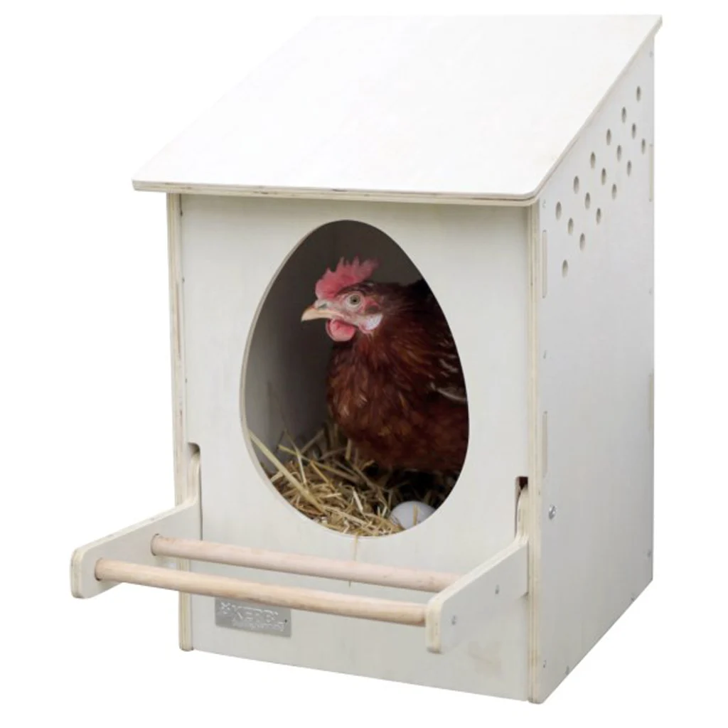Nido in legno per galline con posatoio ribaltabile, misure interne 30 x 29 cm – Kerbl - immagine 2