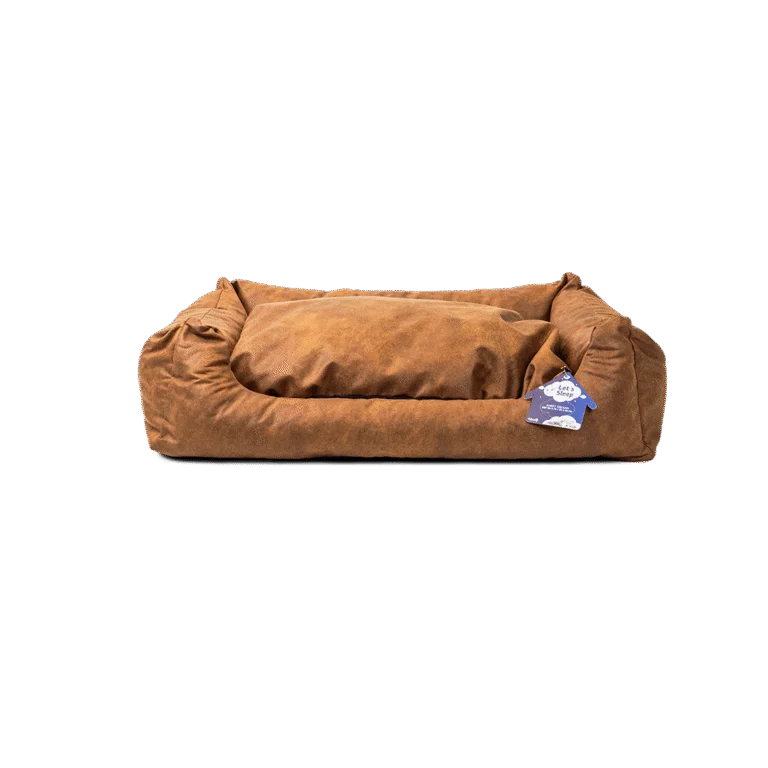 Cuccia per cani con cuscino estraibile L cognac – Let's Sleep Sweet Dreams