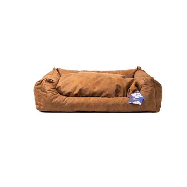 Cuccia per cani con cuscino rimovibile XL cognac – Let's Sleep Sweet Dreams