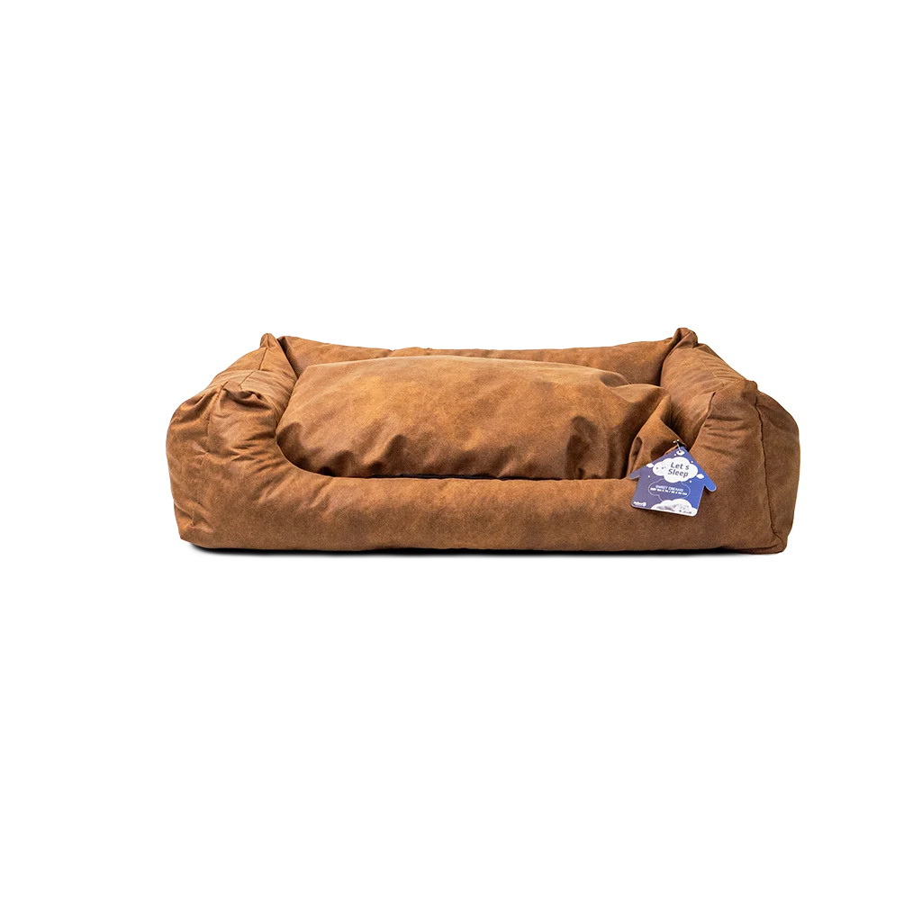 Cuccia per cani con cuscino rimovibile XL cognac – Let's Sleep Sweet Dreams - immagine 1