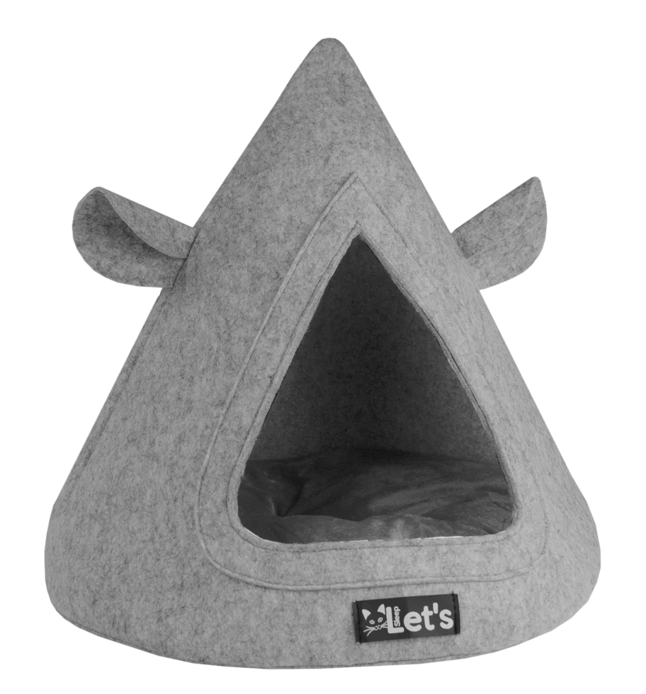 Tenda per gatti in feltro con cuscino, 50 x 45 cm, grigia – Let's Sleep Pet Cave TeePee - immagine 1