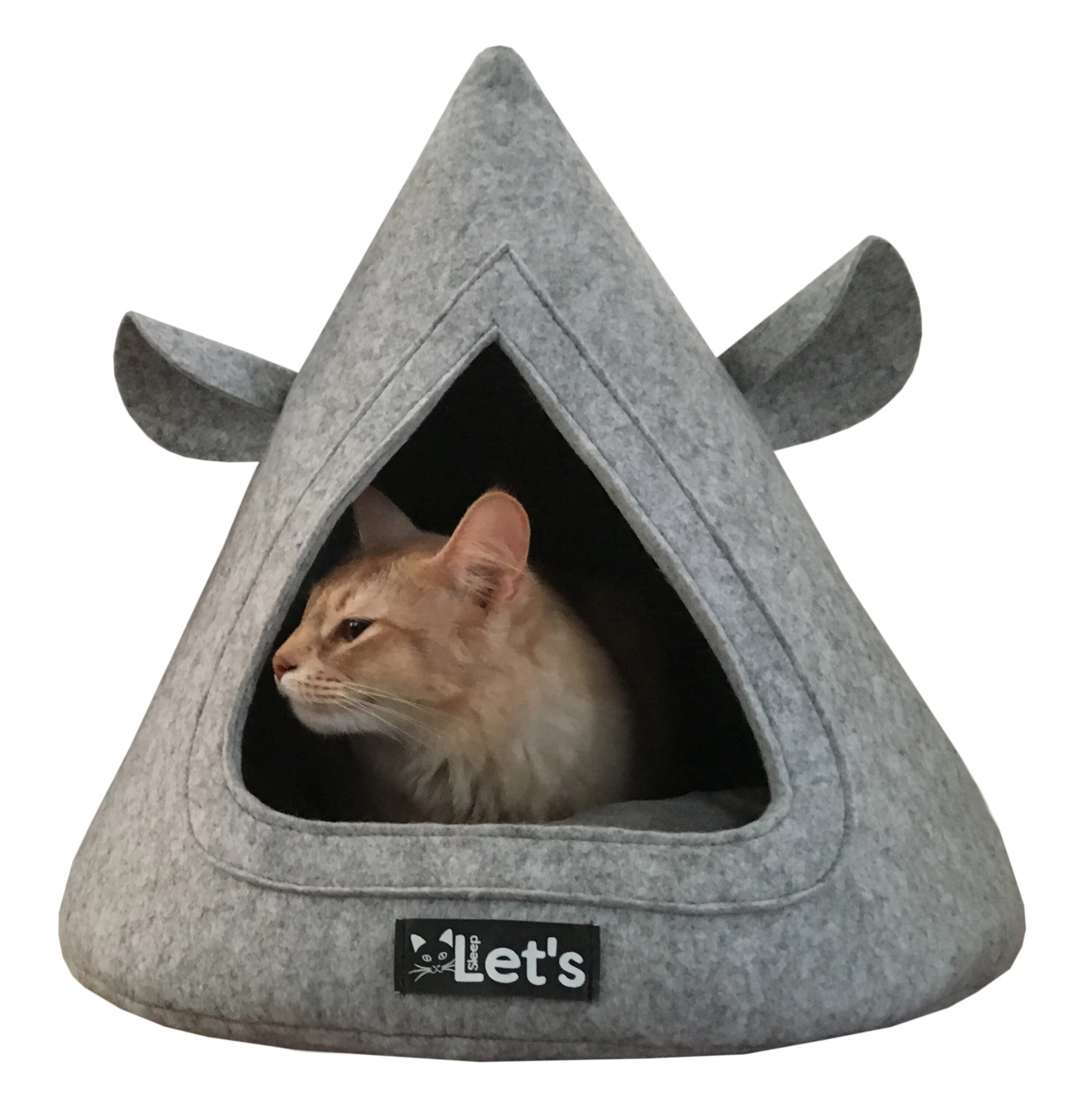 Tenda per gatti in feltro con cuscino, 50 x 45 cm, grigia – Let's Sleep Pet Cave TeePee - immagine 2
