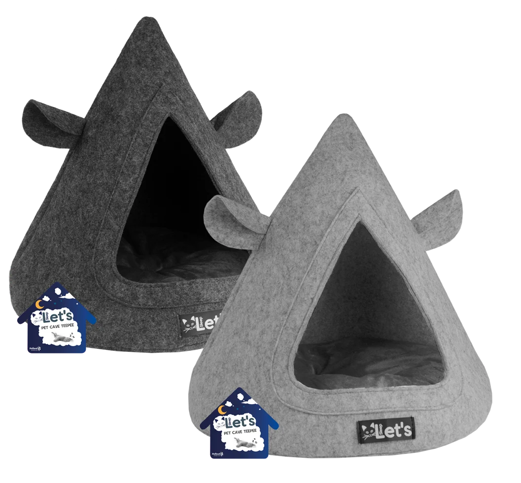 Tenda per gatti in feltro con cuscino, 50 x 45 cm, antracite – Let's Sleep Pet Cave TeePee - immagine 2