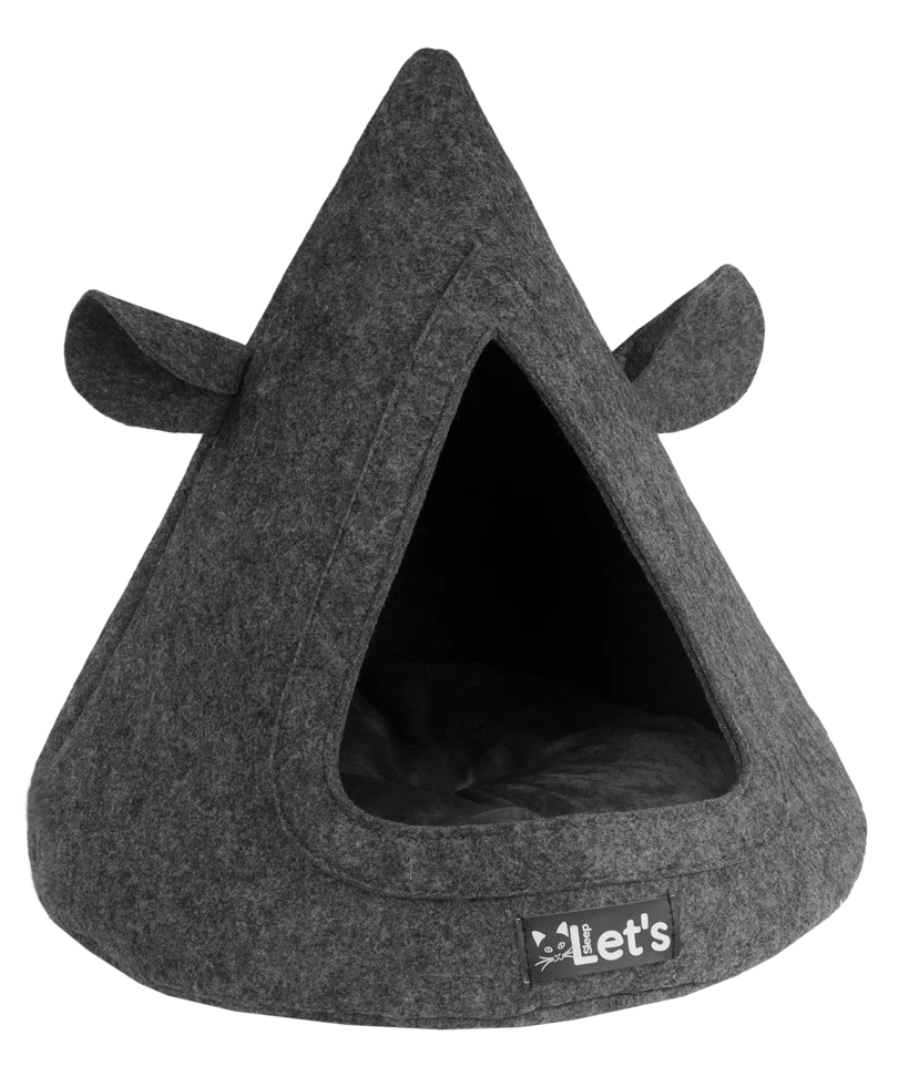 Tenda per gatti in feltro con cuscino, 50 x 45 cm, antracite – Let's Sleep Pet Cave TeePee - immagine 1