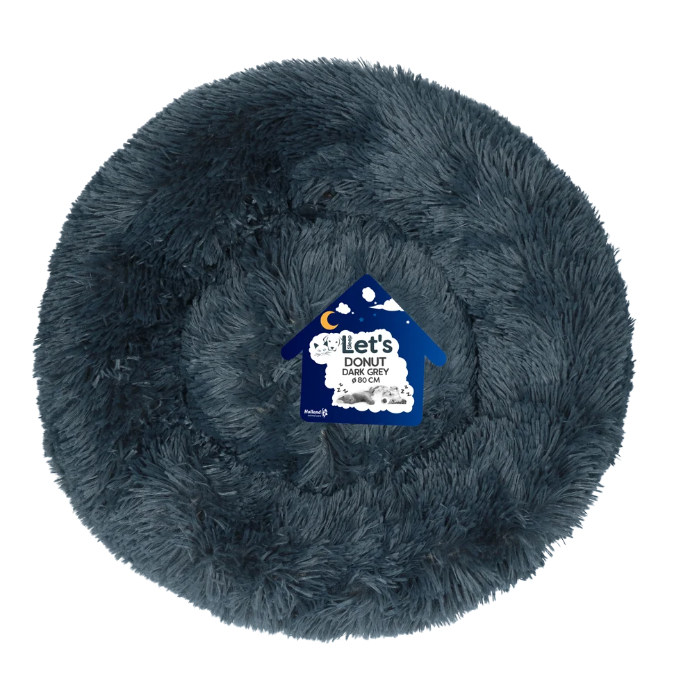Cuccia per cani a ciambella, grigio scuro XL, ø 80 cm – Let's Sleep Donut - immagine 1