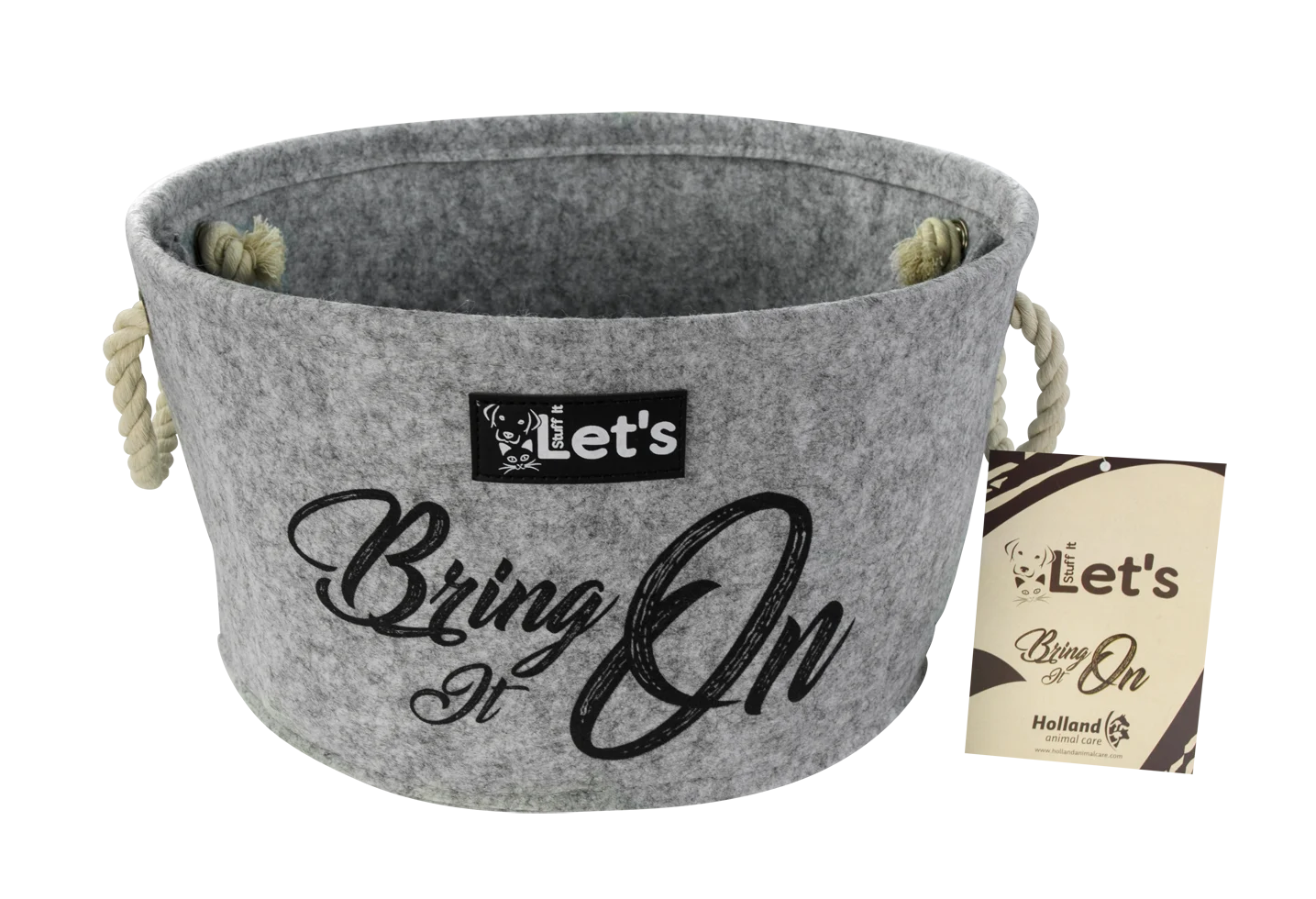 Cestino porta giochi per cani in feltro con manici, grigio, ø 36 cm – Let's Sleep Let's Stuff It Bring it On - immagine 1