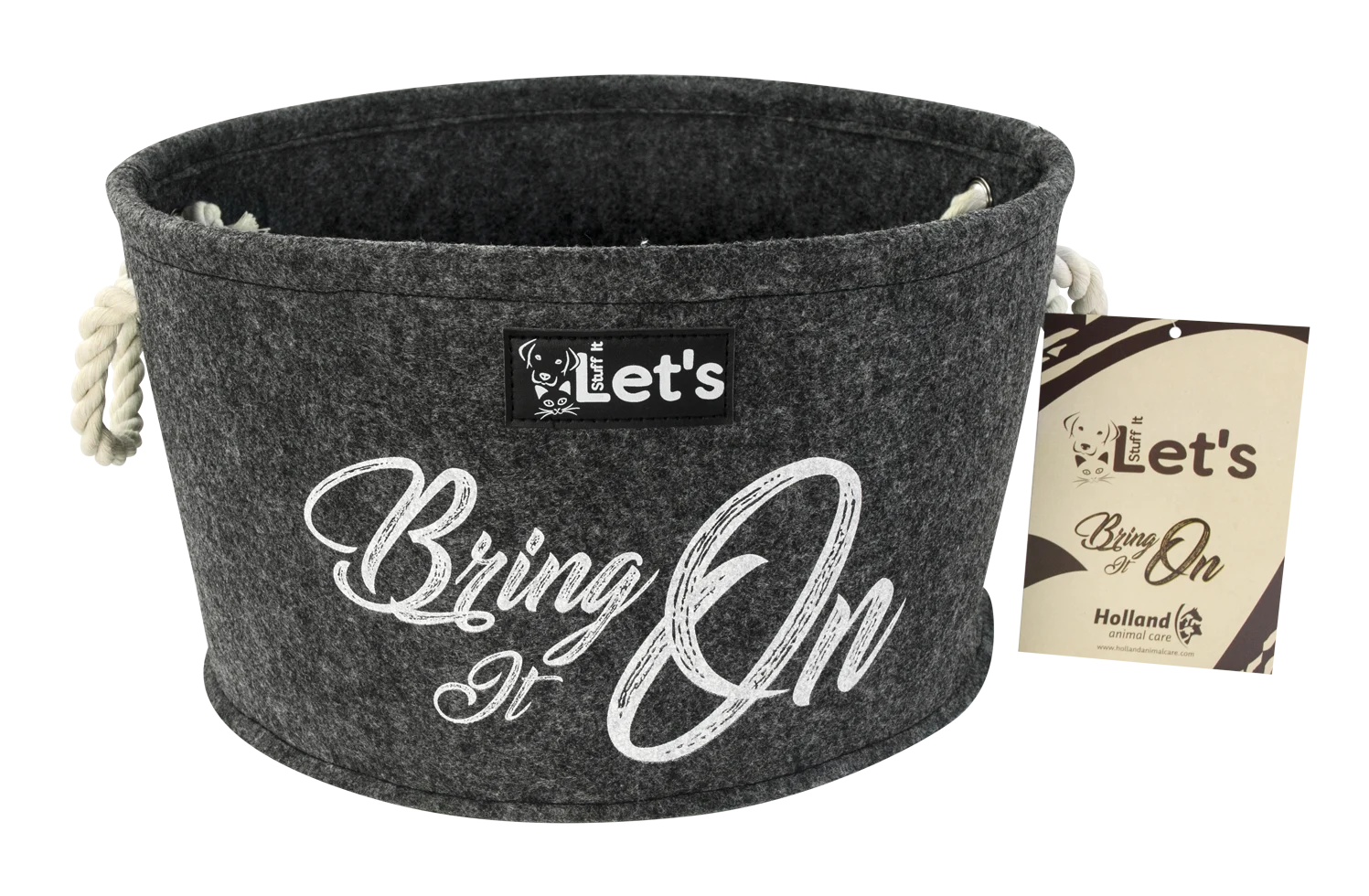 Cesta porta giochi per cani in feltro con manici, antracite, ø 36 cm – Let's Sleep Let's Stuff It Bring it On - immagine 1