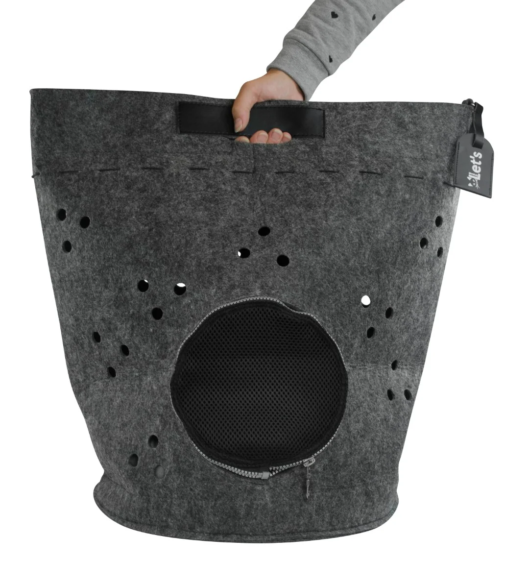 Borsa da trasporto per gatti con apertura superiore e cuscino, antracite – Let's Sleep Let's Travel - immagine 3