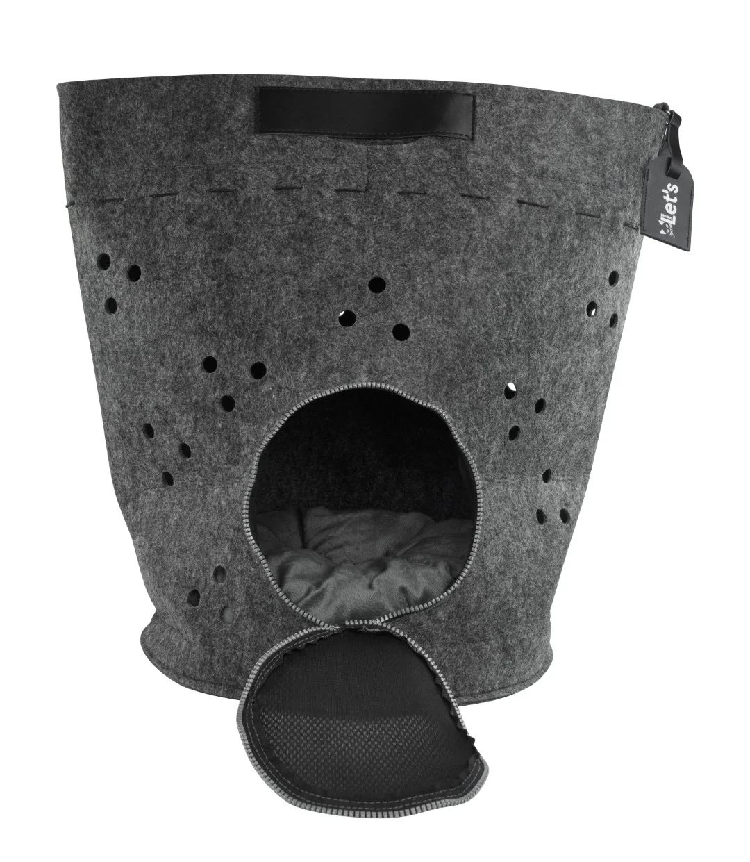Borsa da trasporto per gatti con apertura superiore e cuscino, antracite – Let's Sleep Let's Travel - immagine 2