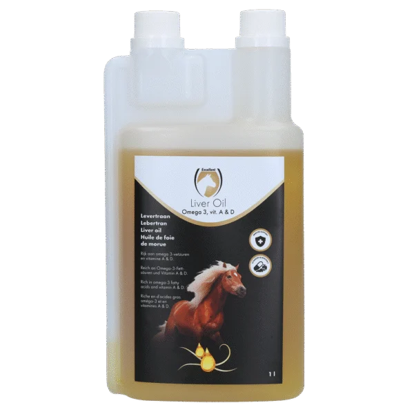 Olio di fegato di merluzzo con Omega 3 e vitamine A e D, 1 l – Excellent Horse Liver Oil