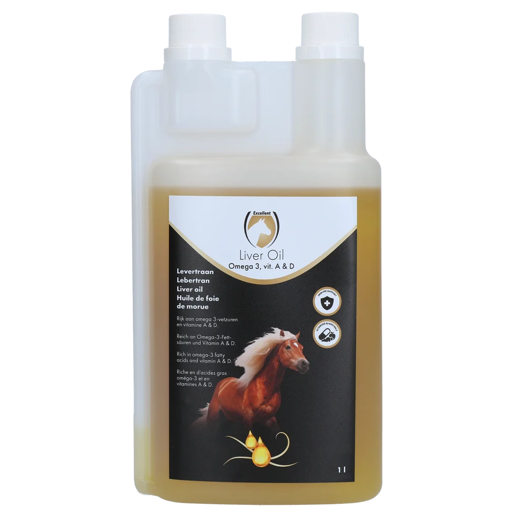 Olio di fegato di merluzzo con Omega 3 e vitamine A e D, 1 l – Excellent Horse Liver Oil - immagine 1