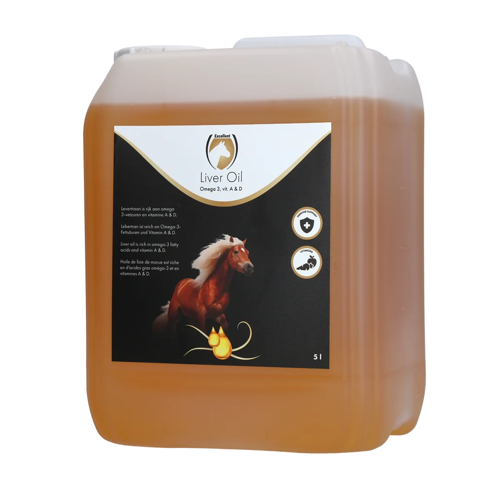 Olio di fegato di merluzzo con Omega 3 e Vitamine A e D, 5 l – Excellent Horse Liver Oil - immagine 1