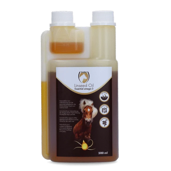 Olio di semi di lino per cavalli, spremuto a freddo, 500 ml – Excellent Horse Linseed Oil