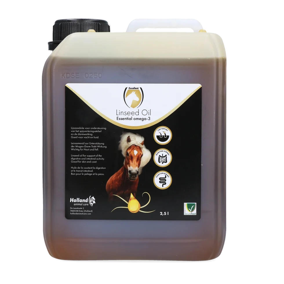 Olio di lino per cavalli, spremuto a freddo, 2,5 l – Excellent Horse Linseed Oil - immagine 1