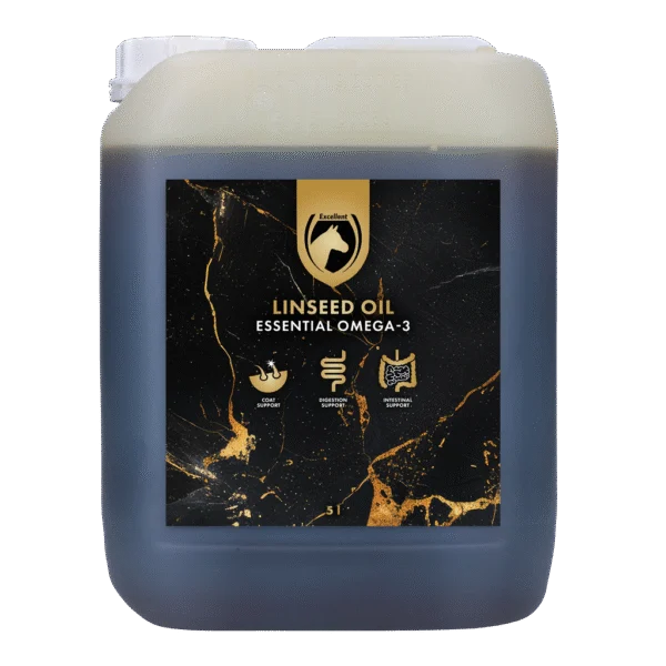 Olio di semi di lino per cavalli, spremuto a freddo, 5 l – Excellent Horse Linseed Oil