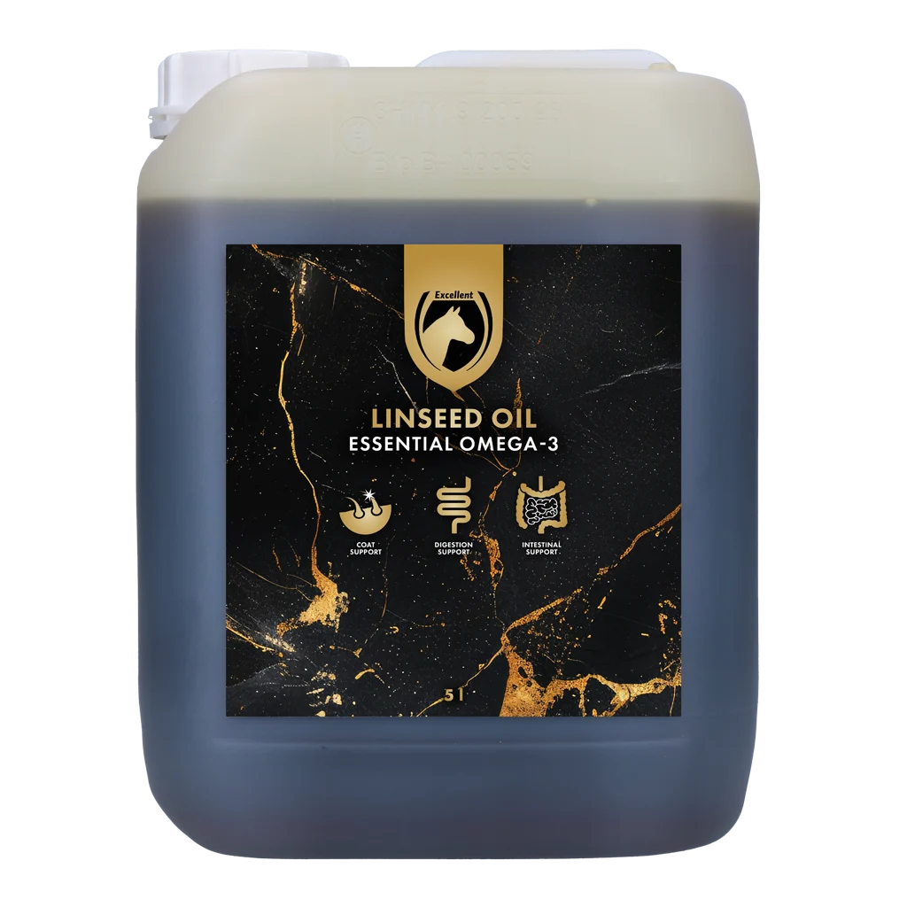 Olio di semi di lino per cavalli, spremuto a freddo, 5 l – Excellent Horse Linseed Oil - immagine 1