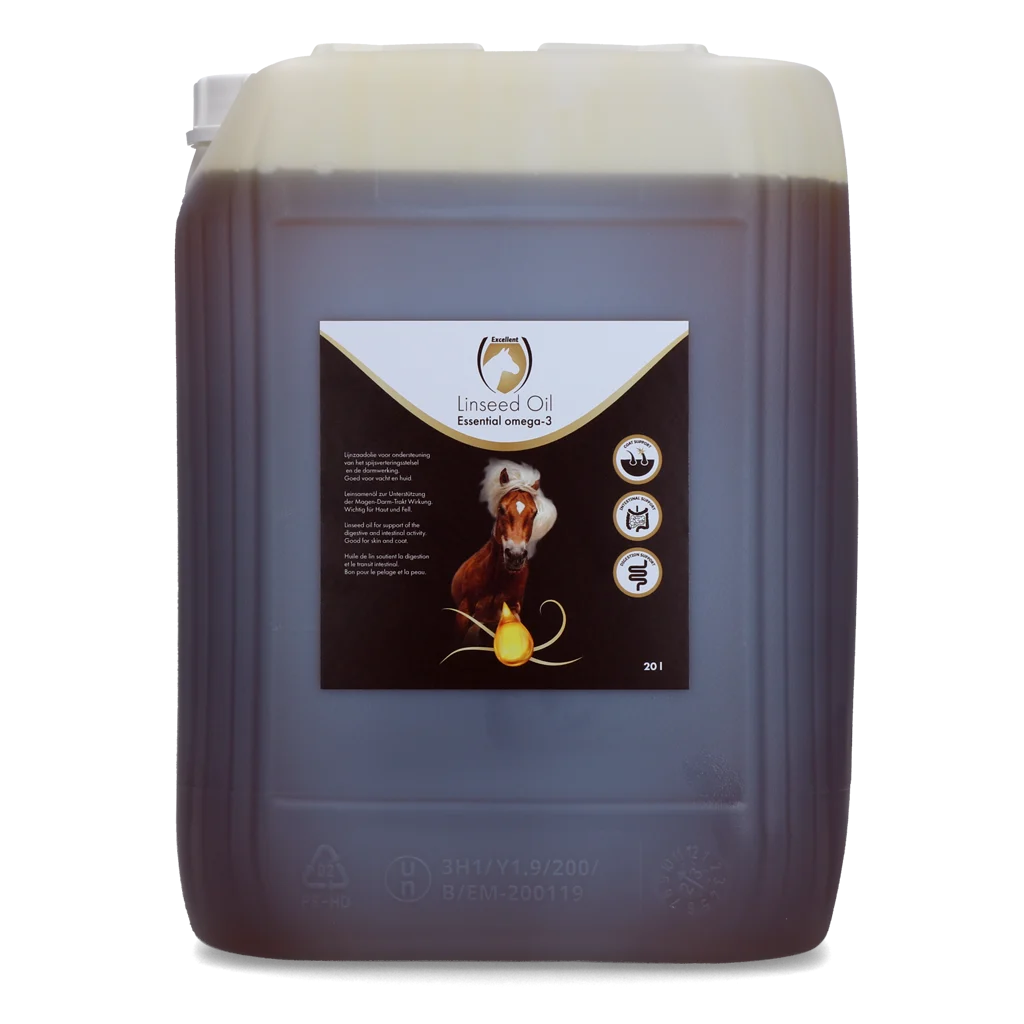 Olio di semi di lino per cavalli, spremuto a freddo, 20 l – Excellent Horse Linseed Oil - immagine 1
