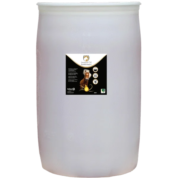 Olio di semi di lino per cavalli, spremuto a freddo, 200 l – Excellent Horse Linseed Oil