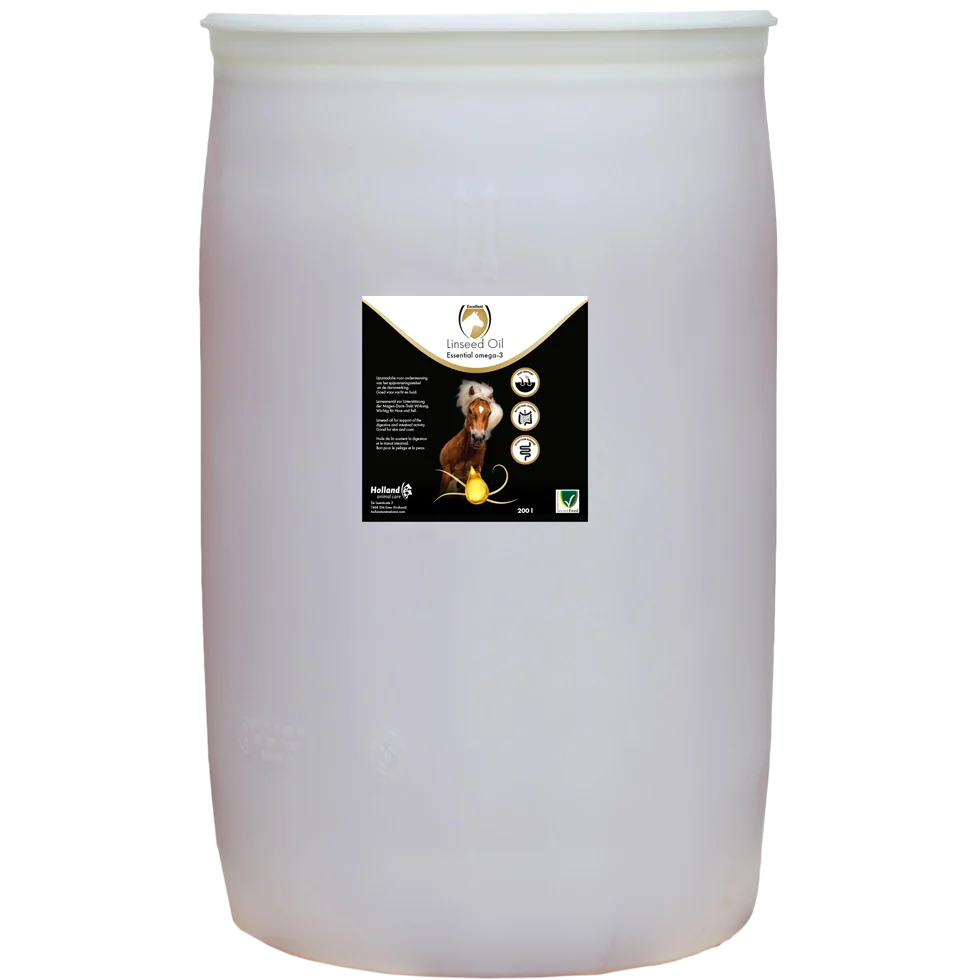 Olio di semi di lino per cavalli, spremuto a freddo, 200 l – Excellent Horse Linseed Oil - immagine 1
