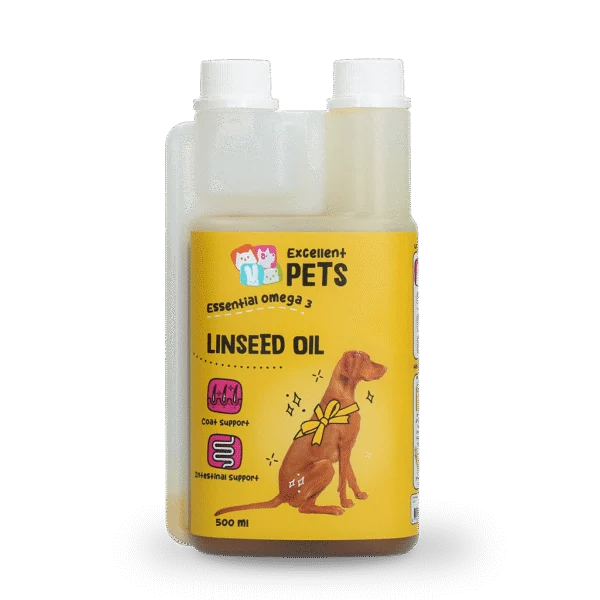 Olio di semi di lino per cani con Omega 3, spremuto a freddo, 500 ml – Excellent Pets Linseed Oil