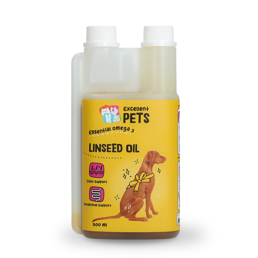 Olio di semi di lino per cani con Omega 3, spremuto a freddo, 500 ml – Excellent Pets Linseed Oil - immagine 1