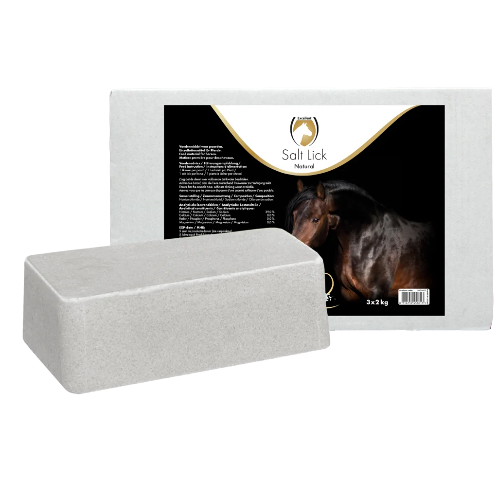 Pietra da leccare di sale di roccia per cavalli, 3 x 2 kg – Excellent Horse Salt Lick Naturel - immagine 1