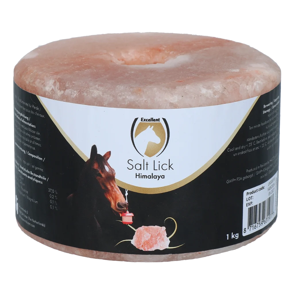 Pietra di sale dell’Himalaya da leccare per cavalli senza corda, 1 kg – Excellent Horse Salt Lick Himalaya - immagine 1
