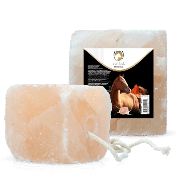 Pietra da leccare di sale dell’Himalaya per cavalli con corda, 2 a 3 kg – Excellent Horse Salt Lick Himalaya