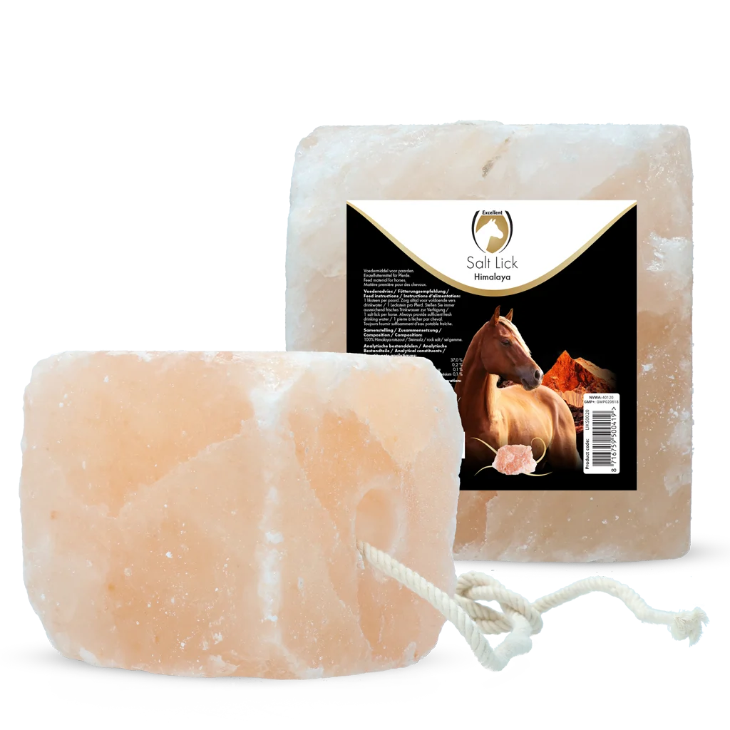 Pietra da leccare di sale dell’Himalaya per cavalli con corda, 2 a 3 kg – Excellent Horse Salt Lick Himalaya - immagine 1