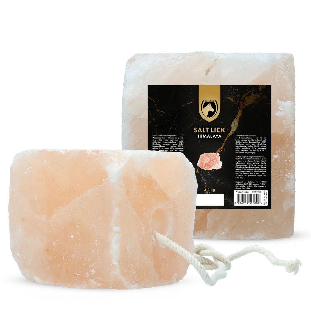 Blocco di sale rosa dell’Himalaya per cavalli con corda, da 3 a 4 kg – Excellent Horse Salt Lick Himalaya - immagine 1