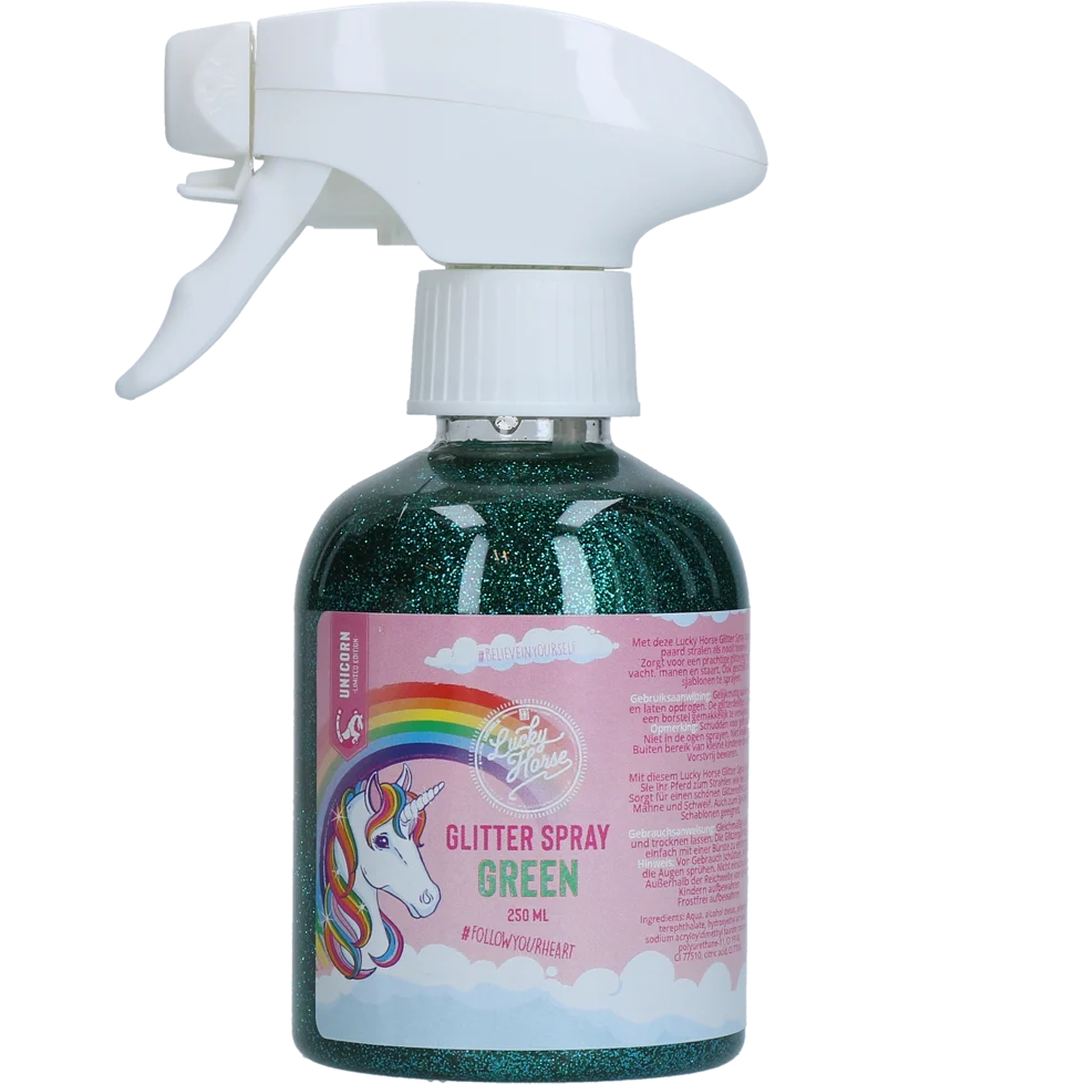 Spray glitter per cavalli, verde, 250 ml – Lucky Horse Unicorn Glitterspray - immagine 1