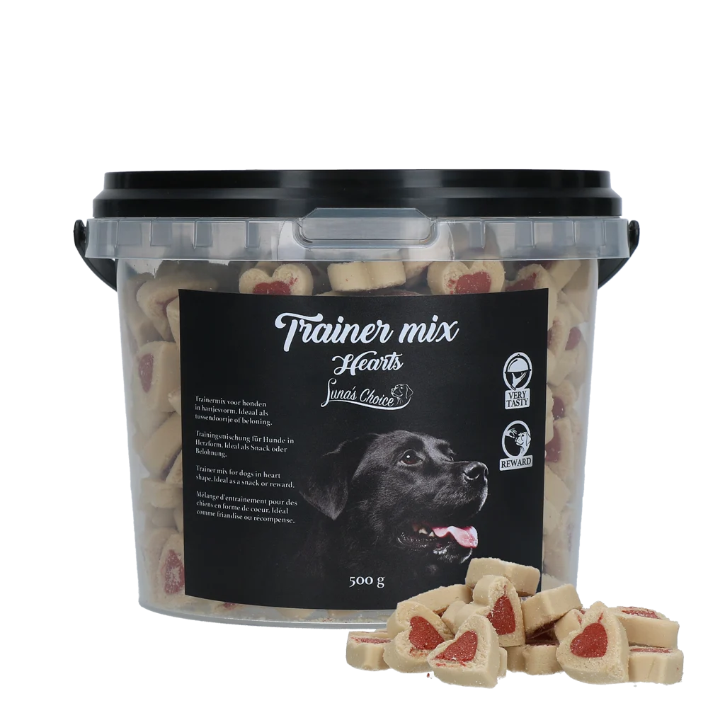 Premietti per l'addestramento con carne e salmone, cuoricini, 500 g – Luna's Choice Trainer Mix Hartjes - immagine 1