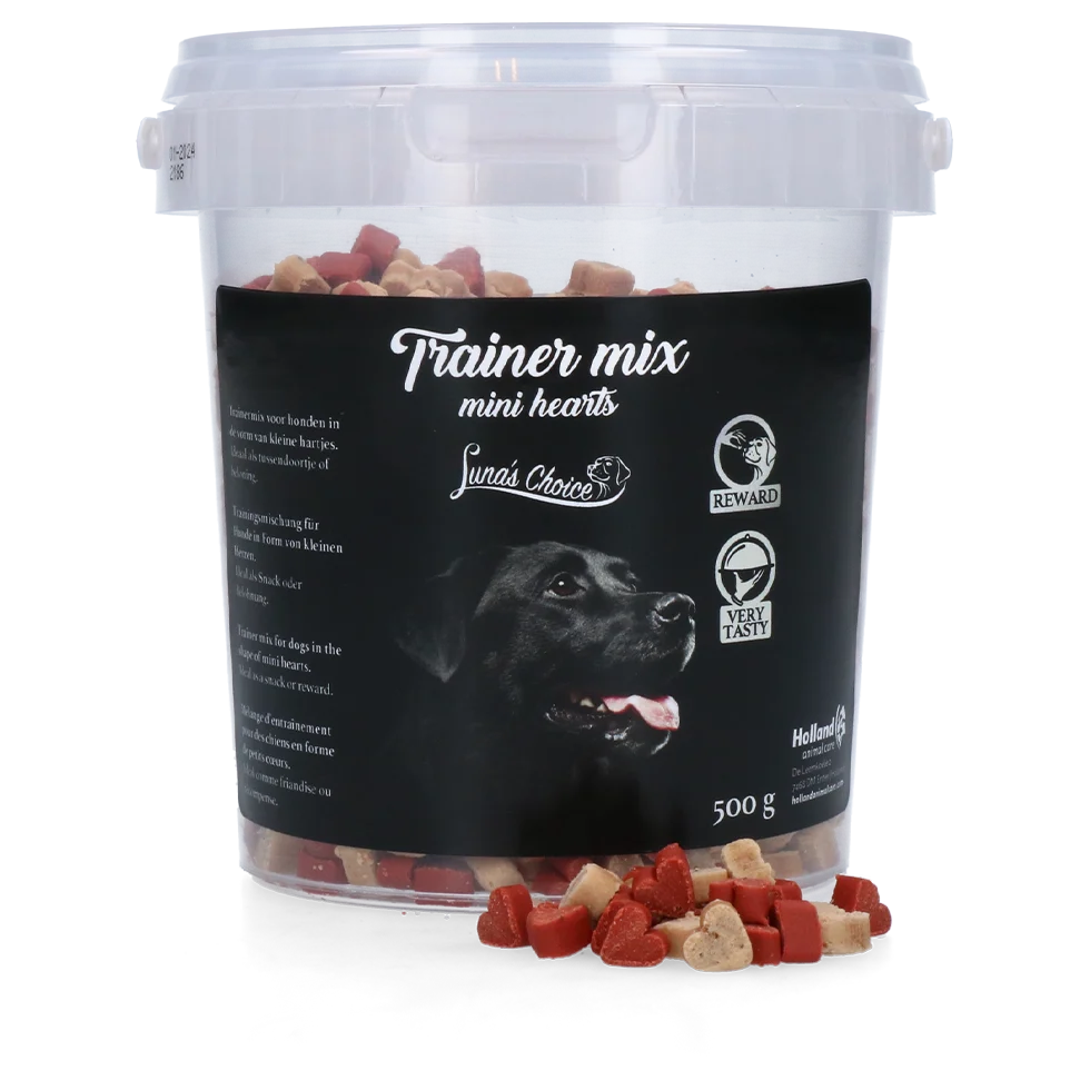 Bocconcini da addestramento con carne e salmone, cuoricini piccoli, 500 g – Luna's Choice Trainer Mix Hartjes (klein) - immagine 1