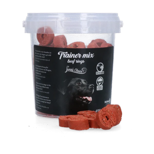 Premi per l'addestramento al manzo, anelli morbidi, 400 g – Anelli al manzo Luna's Choice Trainer Mix