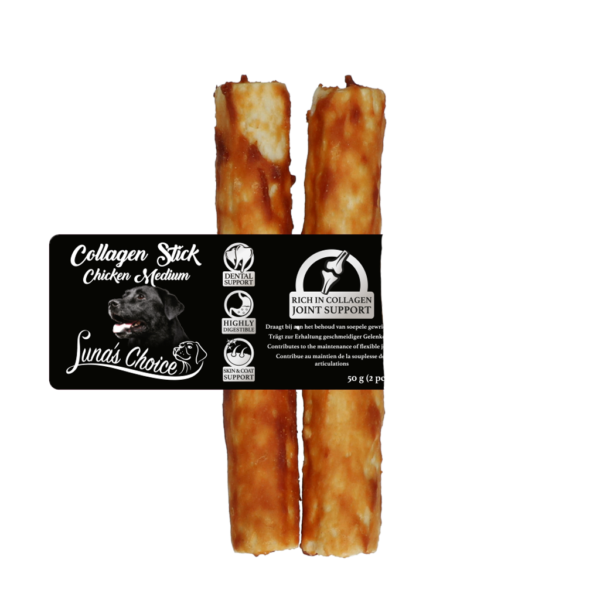 Stick da masticare per cani al pollo, M, 12,5 x 2,5 cm – Luna's Choice Collagen Chews Stick