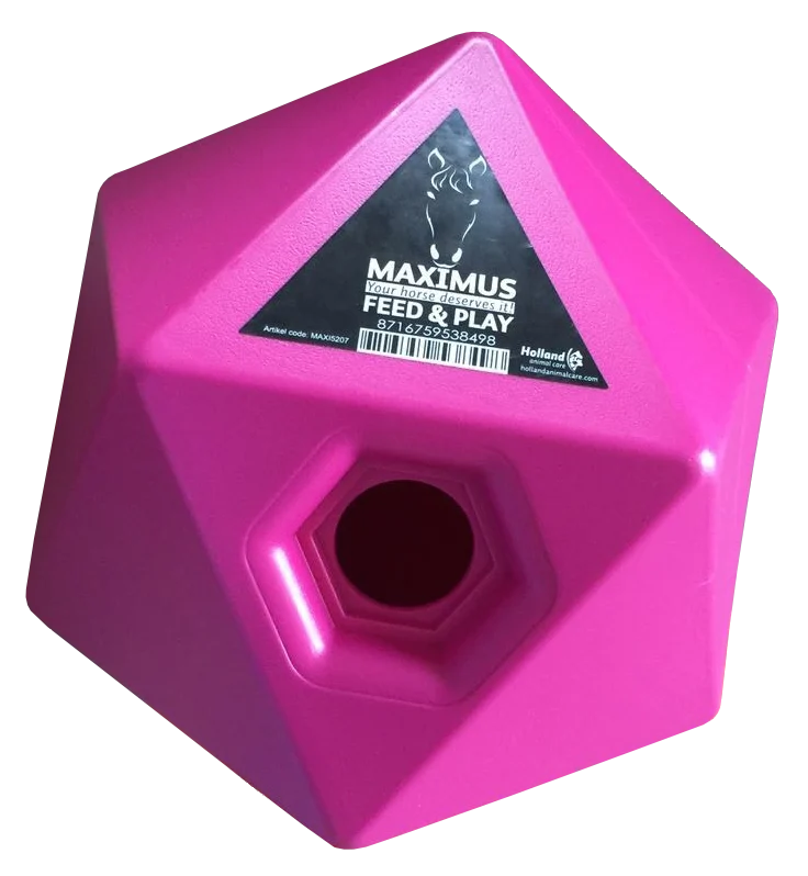 Cubo portamangime per cavalli rosa, apertura per snack da 37 mm – Maximus Feed & Play Cube - immagine 1