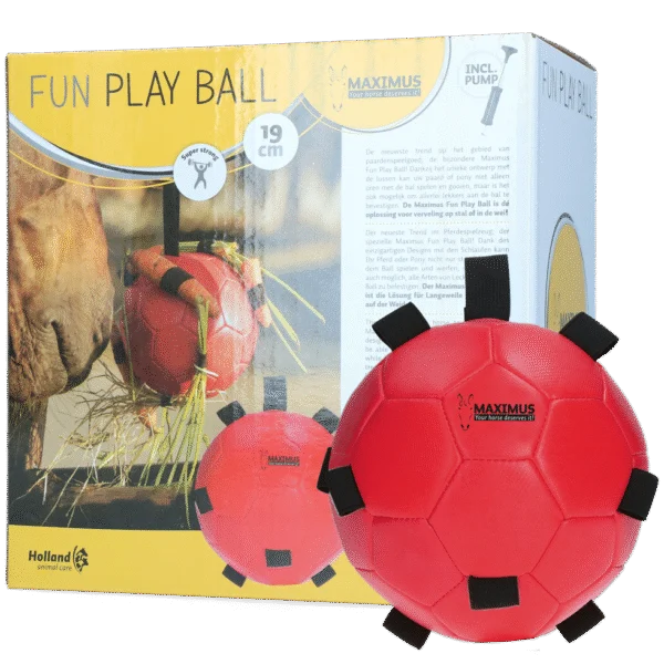 Palla gioco per cavalli con elastici, 19 cm, rossa – Excellent Horse Fun Play Ball