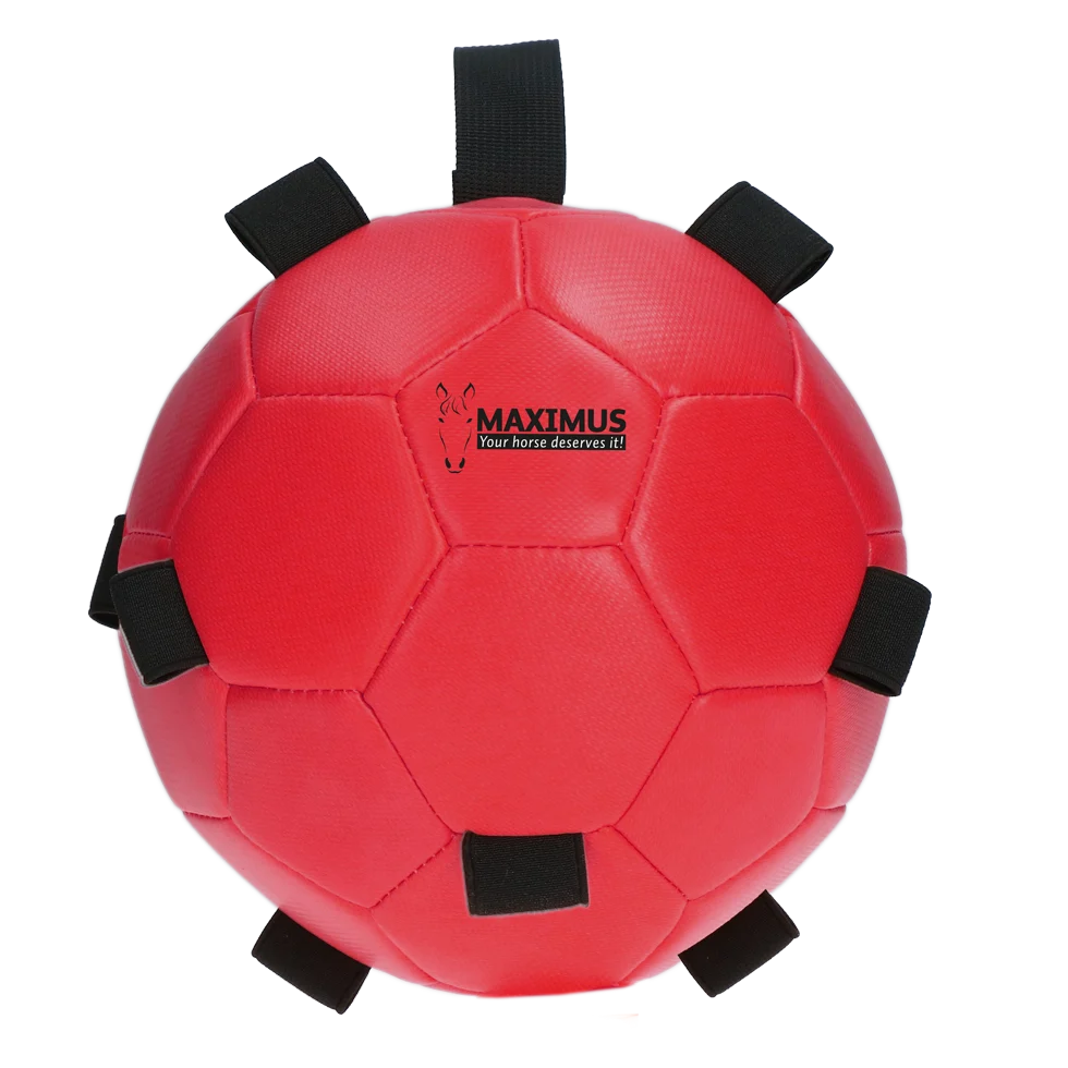 Palla gioco per cavalli con elastici, 19 cm, rossa – Excellent Horse Fun Play Ball - immagine 2