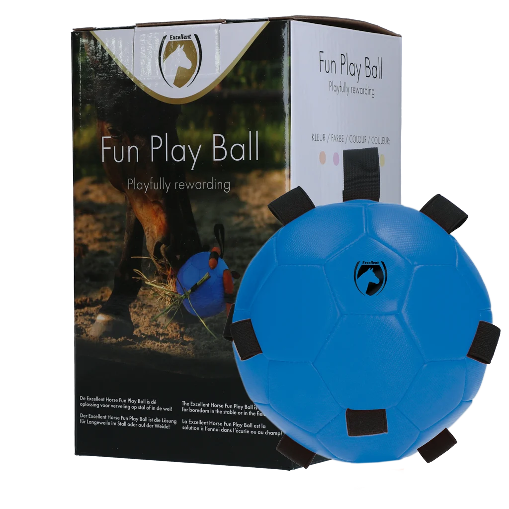 Palla gioco per cavalli con elastici, 19 cm, blu – Excellent Horse Fun Play Ball - immagine 1
