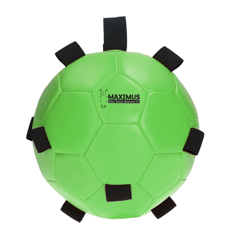 Palla da gioco per cavalli con anelli elastici, 19 cm, verde – Excellent Horse Fun Play Ball - immagine 2