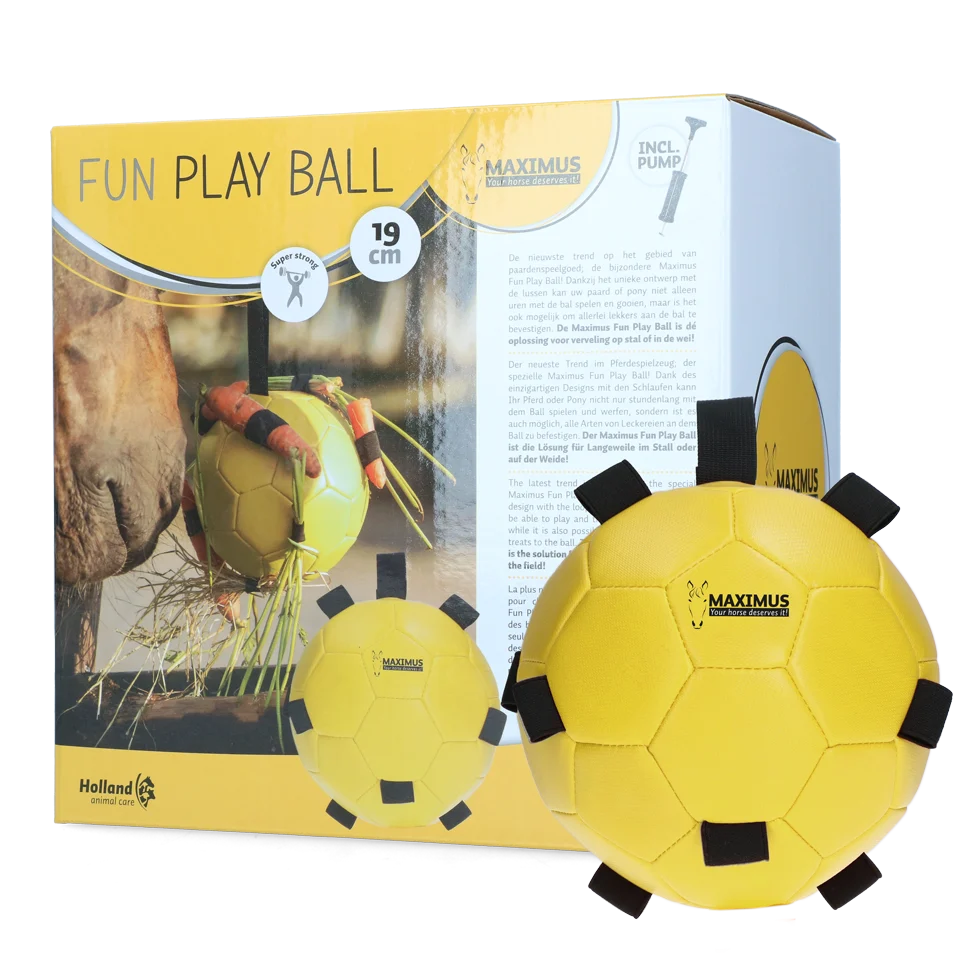 Palla gioco per cavalli con elastici, 19 cm, gialla – Excellent Horse Fun Play Ball - immagine 1