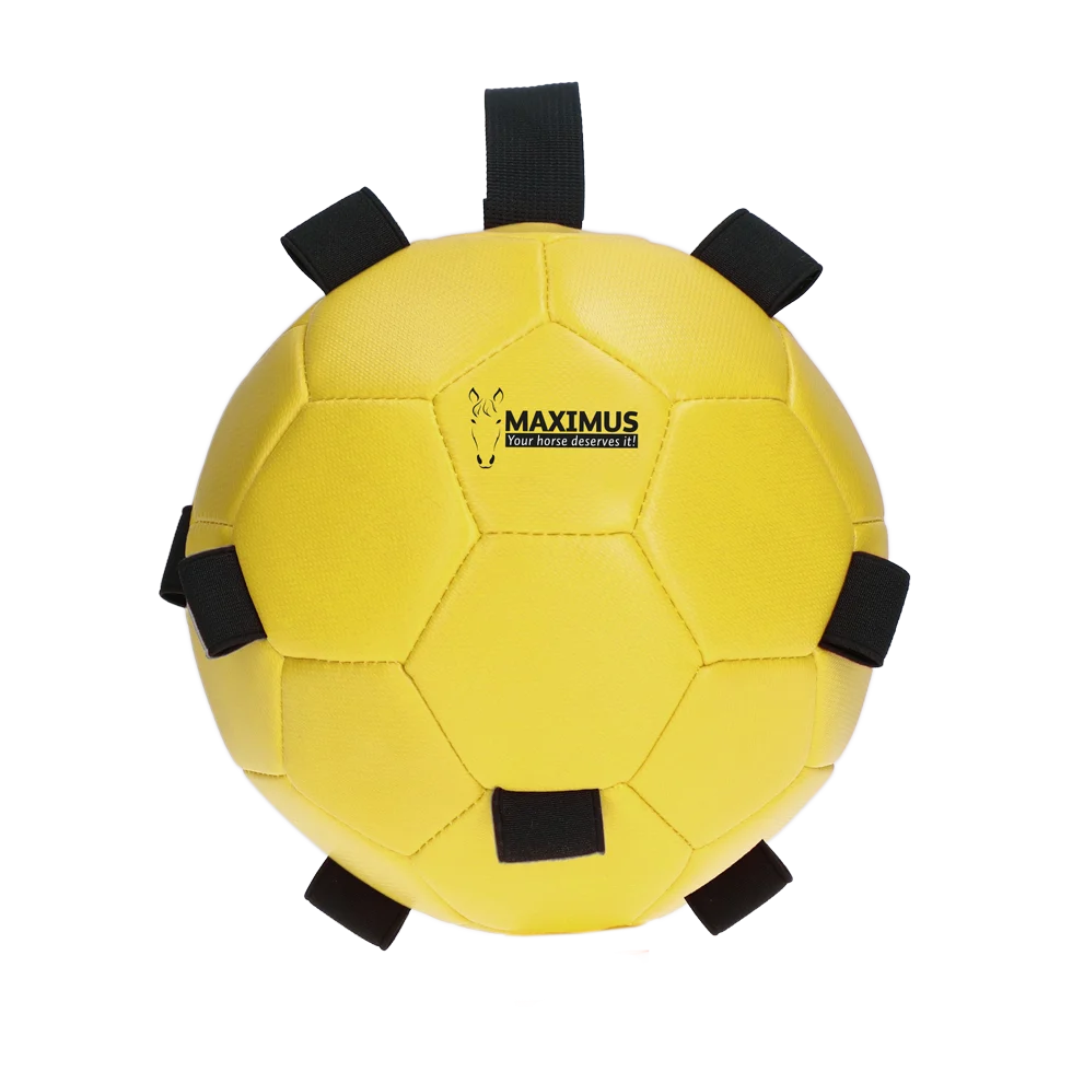 Palla gioco per cavalli con elastici, 19 cm, gialla – Excellent Horse Fun Play Ball - immagine 2